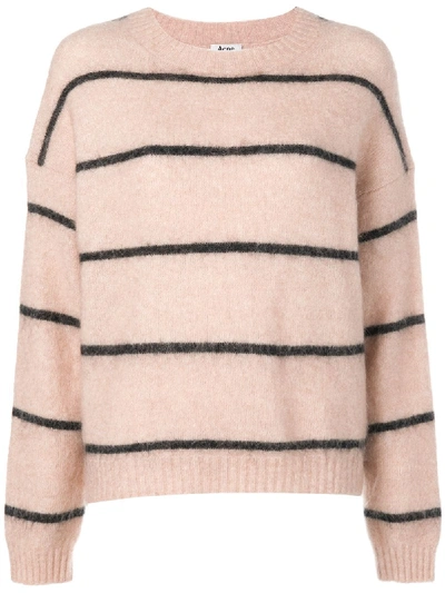 Acne Studios Rhira Striped Mohair-blend Sweater In Beige/black