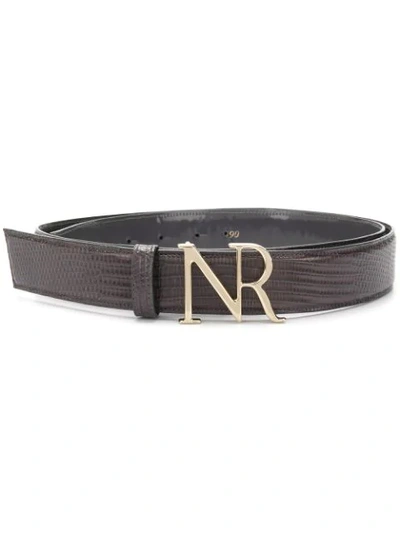Nina Ricci Embossed Monogram Buckle Belt In Grey