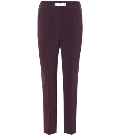 Victoria Victoria Beckham Wool-blend Straight-leg Pants In Purple