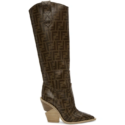 Fendi Brown Forever  Cowboy Tall Boots In F0cmy Multi