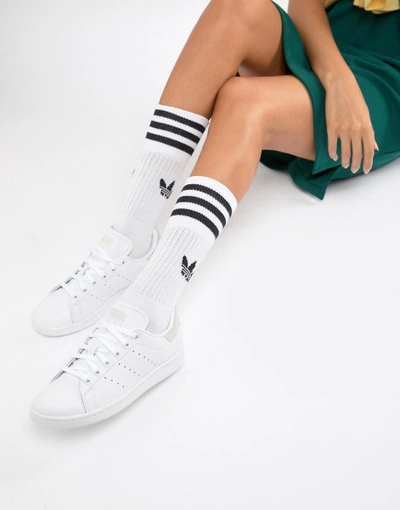 Adidas Originals Stan Smith Sneakers In White And Buff - White
