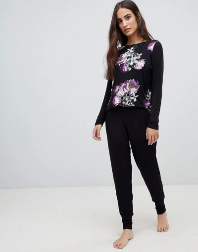 Ted Baker B By  Sunlit Floral Jersey Jogger With Printed Waistband-black