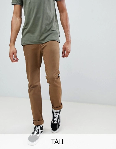 Ted Baker Tall Slim Fit Chinos With Pocket Detail In Camel - Brown