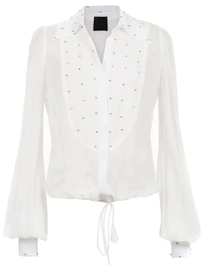 Andrea Bogosian Embellished Silk Shirt In White