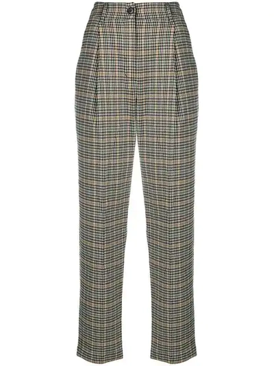 Neul Checkered High-waisted Trousers - Neutrals