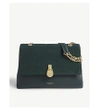 Ted Baker Hermiaa Suede And Leather Shoulder Bag In Dark Green