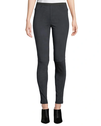 Neiman Marcus Suede Leggings W/ Mock Fly