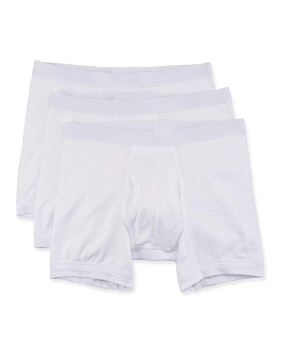 Neiman Marcus Men's 3-pack Tagless Cotton Stretch Boxer Briefs In White
