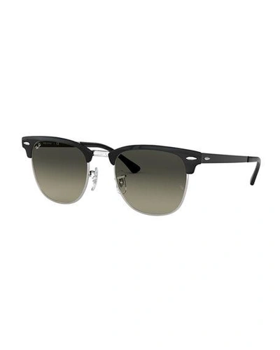 Ray Ban Men's Half-rim Metal Gradient Sunglasses In Gray