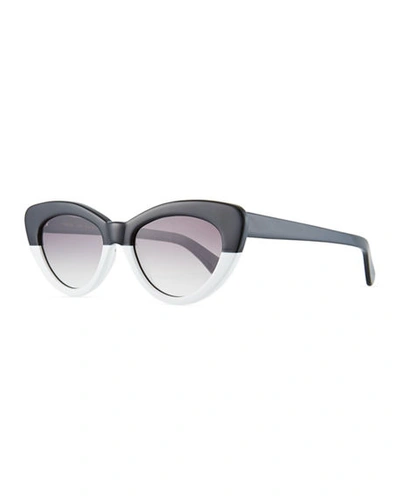 Illesteva Pamela Two-tone Cat-eye Sunglasses In Black/white