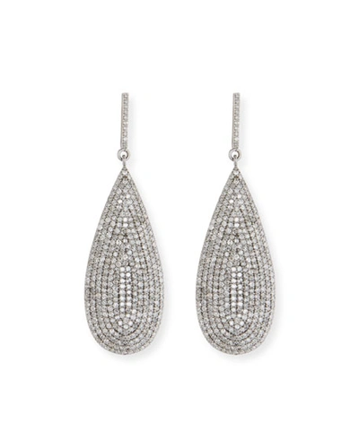 Sheryl Lowe Large Flat Silver Diamond Teardrop Earrings