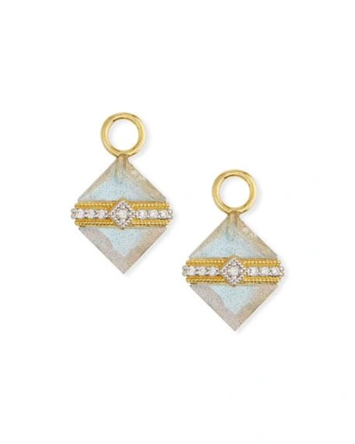 Jude Frances 18k Gold Lisse Wrapped Labradorite Square Earring Charms