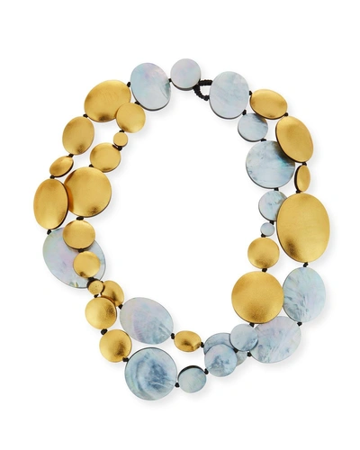 Viktoria Hayman Double-strand Two-tone Disc Necklace In Yellow/silver