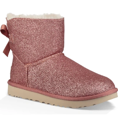 Ugg Mini Bailey Bow Sparkle Boots In Pink