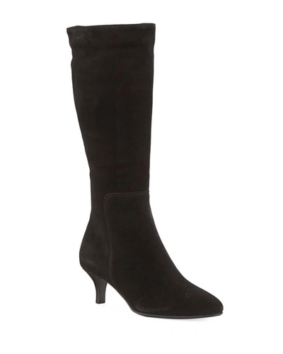 La Canadienne Dora Suede Pointy-toe Mid-calf Boots In Black