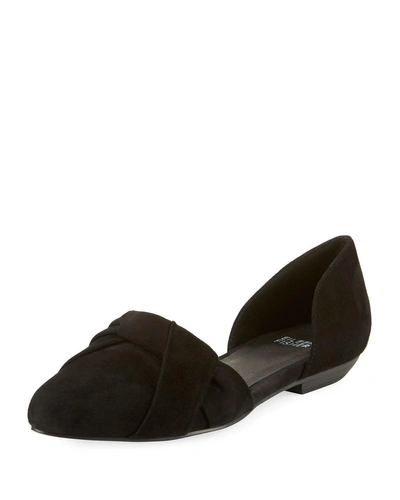 Eileen Fisher Full Suede Two-piece Ballet Flats In Black Suede