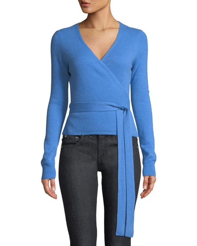 Diane Von Furstenberg Ballet Wool-cashmere Knit Wrap Cardigan In Blue