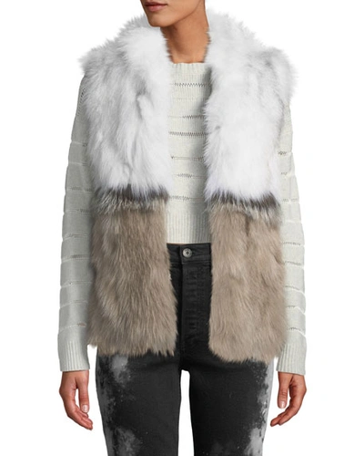 Adrienne Landau Colorblock Fur Vest In Multi