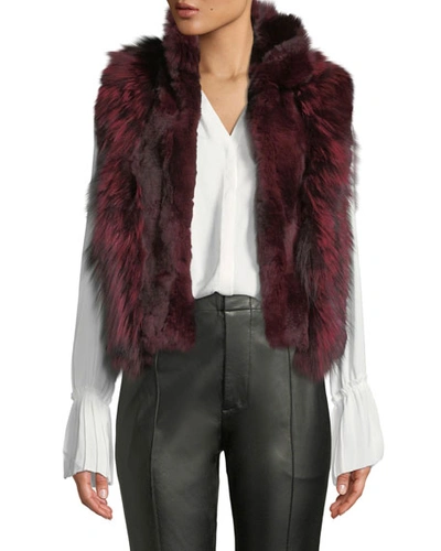 Adrienne Landau Short Fur Vest In Cranberry