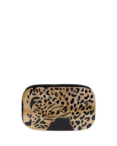 Rafe Kiki Leopard Shell Minaudiere Clutch Bag