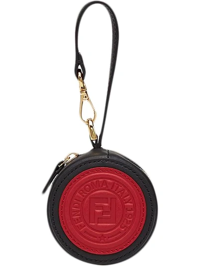 Fendi Printed Leather Bag Charm In F14rz-black +strawberry +b