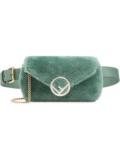 Fendi Shearling Belt Bag In Green
