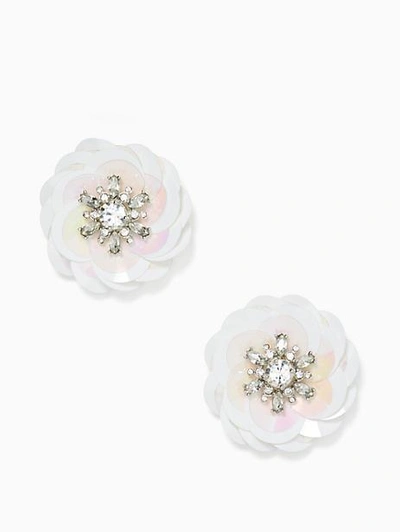 Kate Spade Snowy Nights Sequin Statement Studs In White