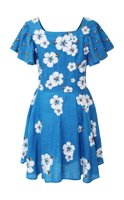 All Things Mochi Kay Linen Dress In Blue