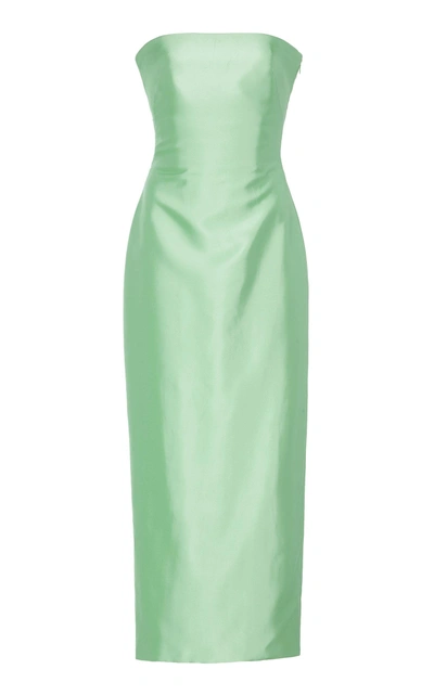 Brandon Maxwell Strapless Knotted-back Satin Cocktail Dress In Green |  ModeSens