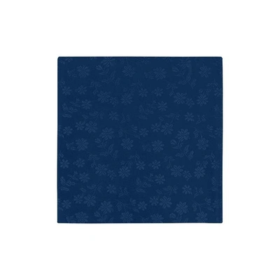 Duchamp London Navy Daisy Plain Silk Pocket Square In Blue