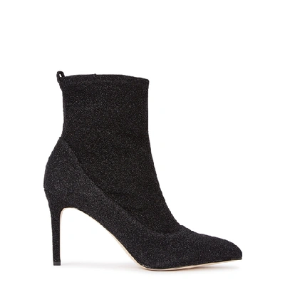 Sam Edelman Olson Glittered Stretch-knit Ankle Boots In Black