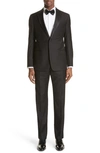 Emporio Armani Black Solid Super 130s G Line Suit In Charcoal
