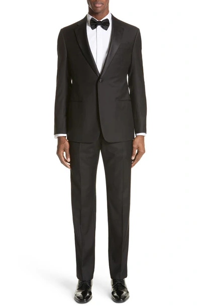 Emporio Armani Black Solid Super 130s G Line Suit In Black