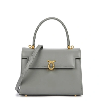 Launer Judi Medium Leather Top Handle Bag In Grey