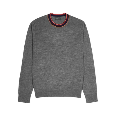 Ps By Paul Smith Grey Striped Wool-blend Jumper