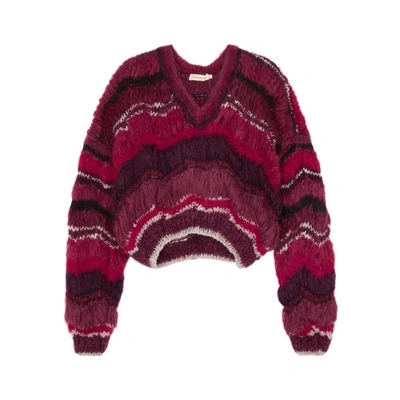 Oneonone Mixed Striped Mohair-blend Jumper In Red