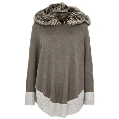 Dom Goor Fur-trimmed Cashmere Poncho In Grey