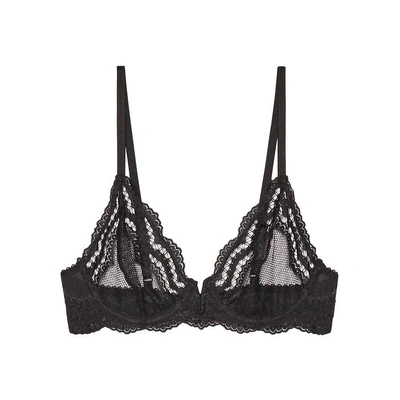 Savage X Fenty Fishnet And Lace V Wire Bra In Black