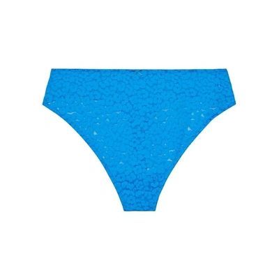 Savage X Fenty High-waist Leopard Lace Thong In Blue