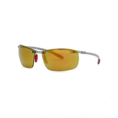 Ray Ban X Scuderia Ferrari Square-frame Sunglasses In Brown