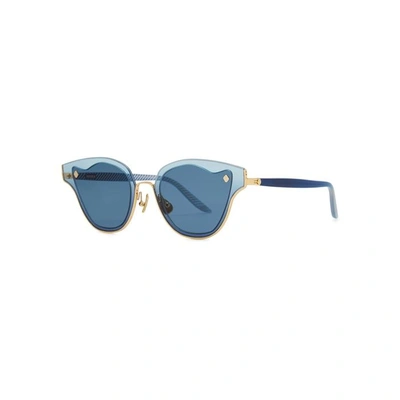 Moy Atelier Medea 18ct Gold-plated Sunglasses In Blue