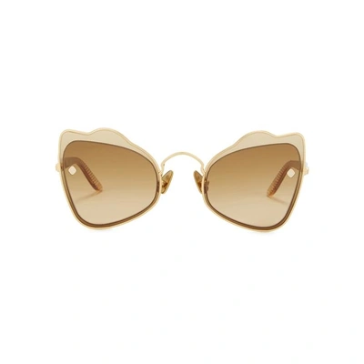 Moy Atelier Odyssey 18ct Gold-plated Sunglasses In Brown
