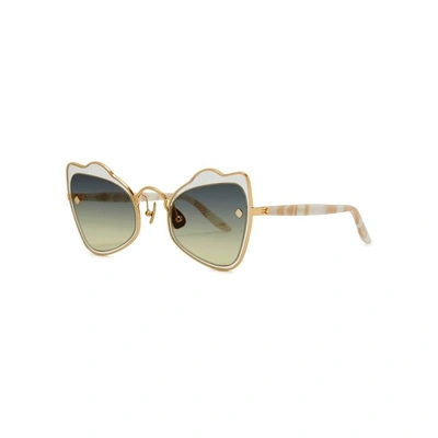 Moy Atelier Odyssey 18ct Gold-plated Sunglasses In Green