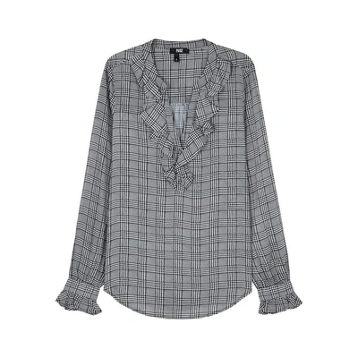 Paige Amalfi Monochrome Checked Blouse In Black And White