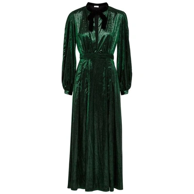 Raquel Diniz Armonia Dark Green Metallic Chenille Dress