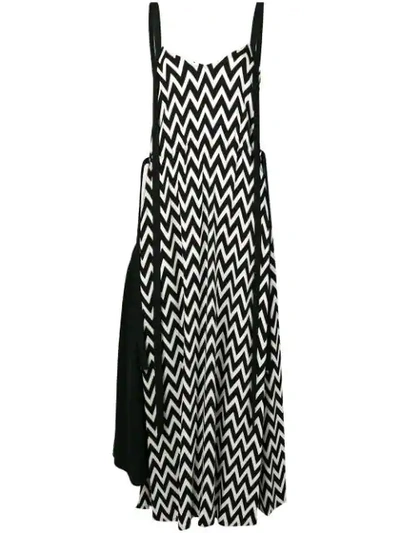 Loewe Monochrome Chevron-print Midi Dress In Black