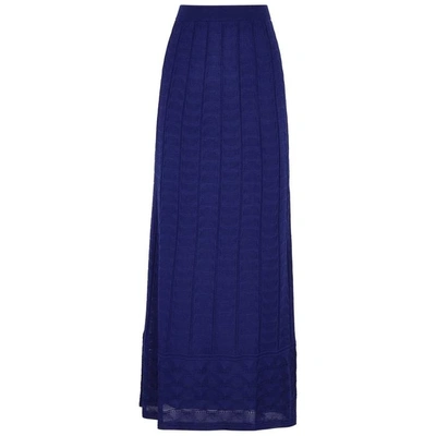 M Missoni Textured-knit Wool-blend Maxi Skirt In Blue