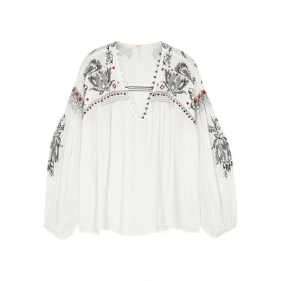 Free People Rock It Tonight Embroidered Top In Ivory