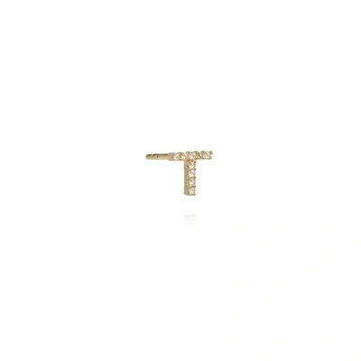 Annoushka Yellow Gold And Diamond Initial T Single Stud Earring