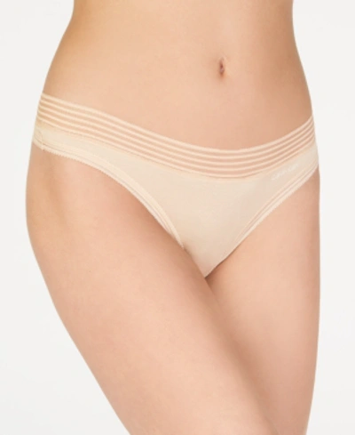 Calvin Klein Striped-waist Hipster Underwear Qd3672 In Bare